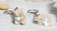 24 Pezzi Bomboniera Nascita Battesimo Maschietto Orsetto Portachiavi h 3 cm 