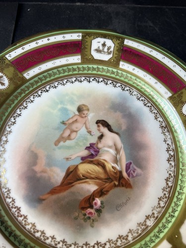 Cloris y Cupido antiguos pintados a mano de la real Viena austríaca de colección - Imagen 19 de 19