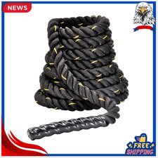 New Battle Rope 1.5" x 30FT, Poly Dacron Heavy Training Rope   Black