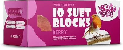 SUET SHOP Wild Bird Food Berry Flavoured Suet Blocks Feed 10 300 g (Pack of 10)