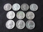 Lot of 10 1942 Washington Silver Quarters