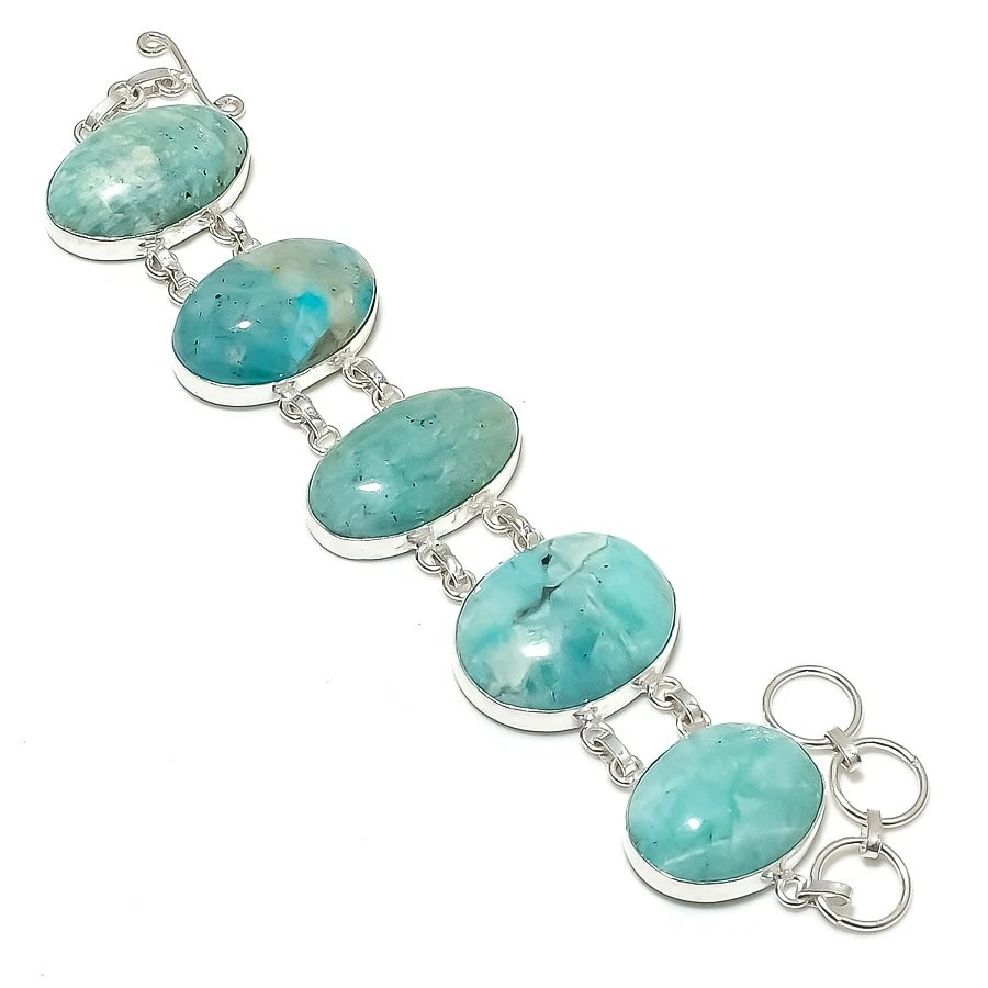 VALENTINO Bracciale gioielli decenti regalo ringraziamento fatto a mano pietra preziosa amazzonite 8" PG 1351