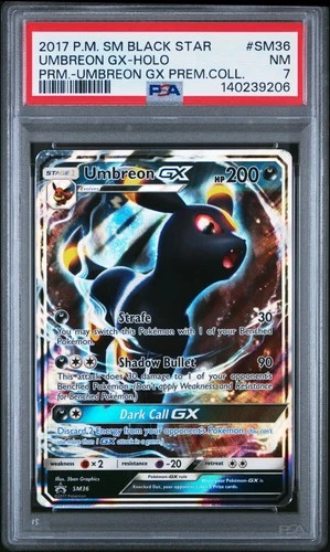 2017 POKEMON SM PROMO UMBREON GX PREMIUM COLLECTION UMBREON GX-HOLO PSA 7