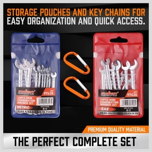 22PCS Ensemble de clé combinée Ignition Spanner Steel Tools Métrique SAE Mini petit
