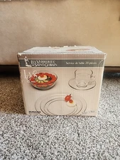 Vintage Duralex France LYS Clear Glass 20 Piece Dinnerware Set In Box New Unused