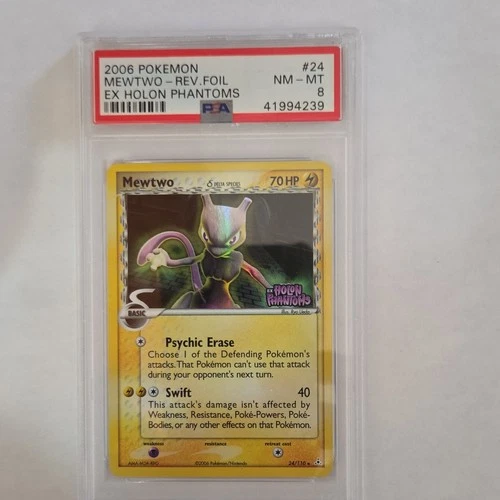 Pokémon Mewtwo Delta Species Reverse Holo Rare PSA 8 EX Holon Phantoms 24/110