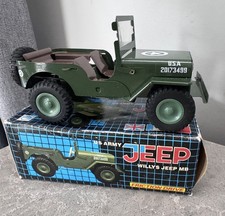 Vintage GAMA ITES Willys Jeep MB US Army Tin Toy Friction Drive Box