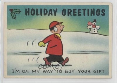 1960 Fleer Yule Laff Postcards I'm on My Way to Buy Your Gift #19 1md