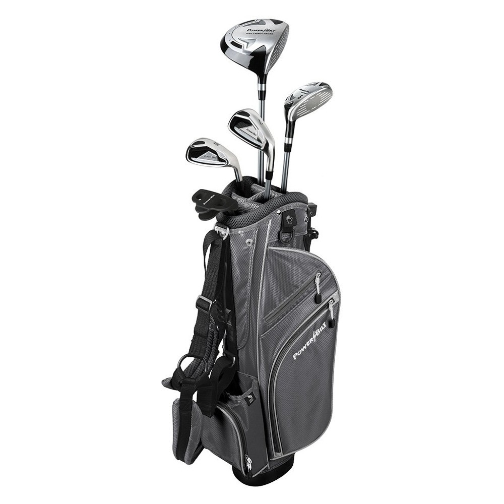 NEW PowerBilt Silver Junior Golf Set Driver Hybrid Iron Wedge Putter Bag