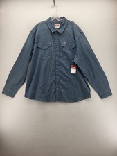 Wrangler Mens Shirt 2XL Blue Denim Premium Cowboy Wash Snap Up Long Sleeve New