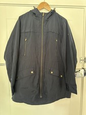 Michael Kors Windbreaker Jacket Womens XL Uk 16-18 Navy Blue Hooded Rain Coat