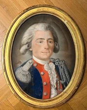 Portrait 18eme Pastel Sur Toile Encadré 