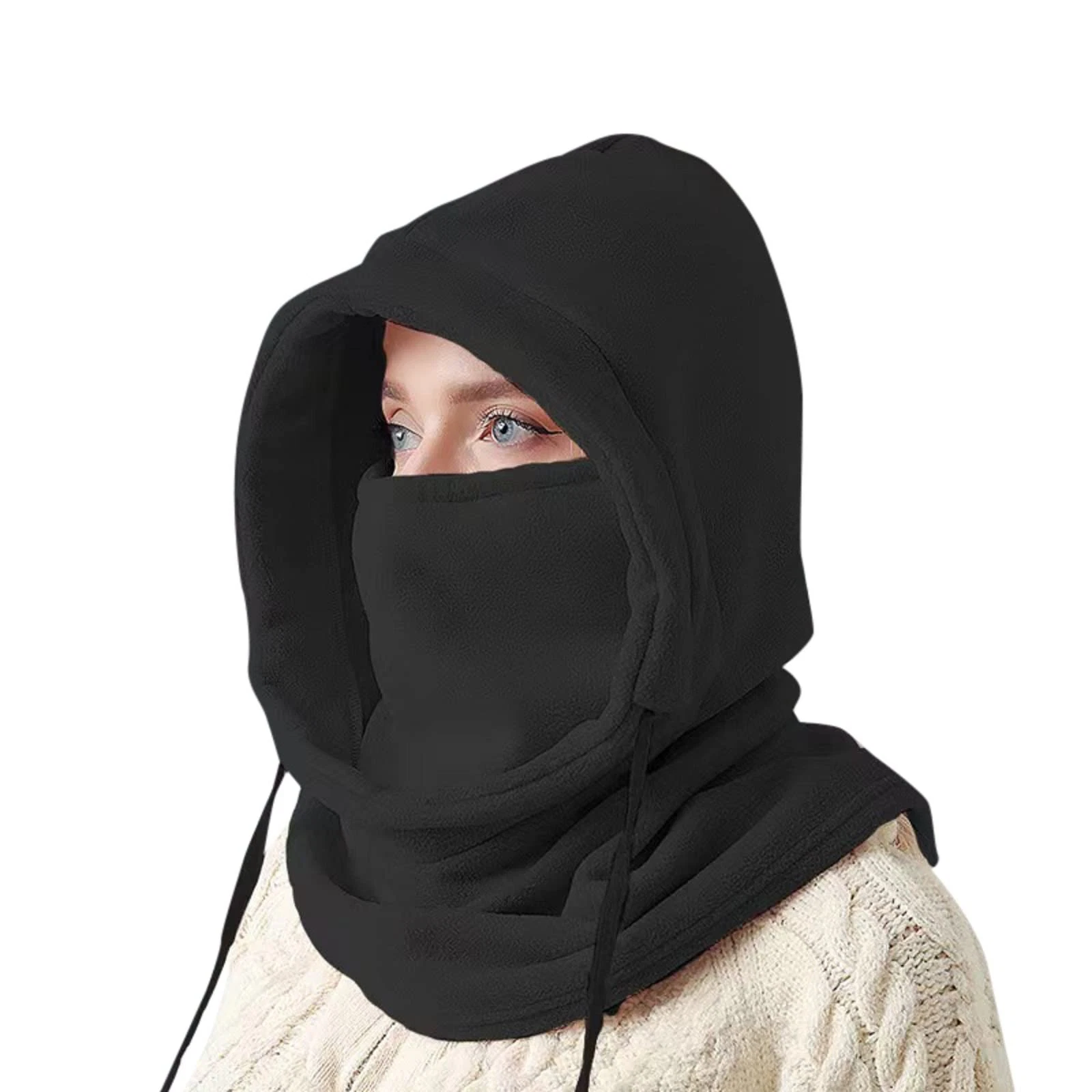 Balaclava Windproof Winter Face Mask Warm Fleece Ski for One Size, Black