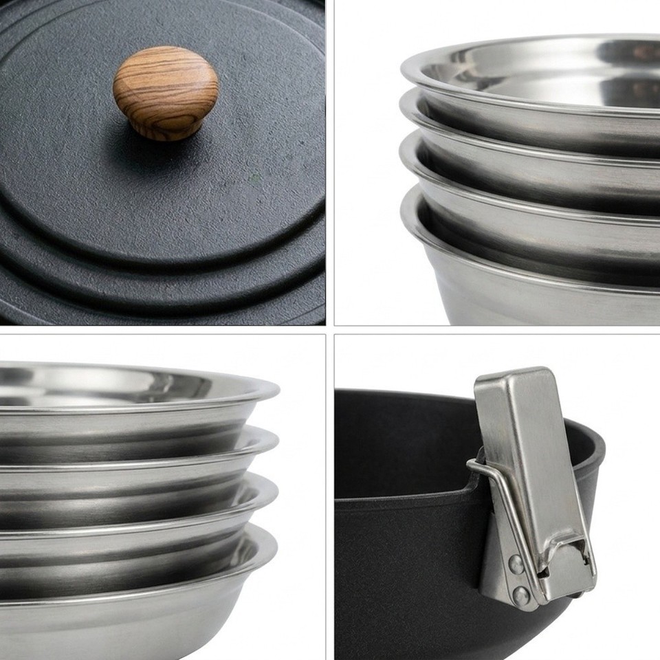 Camping Cookware Set For Outdoor Meals Nesting Storage System For Gas ...