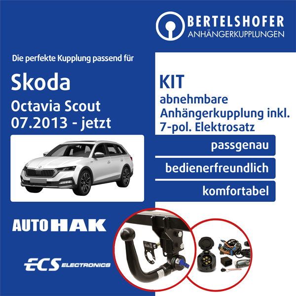FüR Skoda Octavia Scout Iii Typ 5E 07.2013-Jetzt Ahk Abn +7Pol Spez E-Satz Top-image