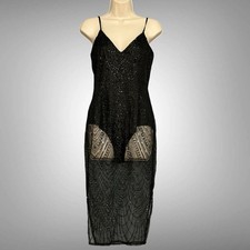 FN Womens Dress S Black Silver Sheer Glitter Whimsigoth Going Out Sexy Clubwear
