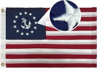 American USA Yacht Ensign Nautical Flag 12x18IN Embroidered 210D Polyester Boat