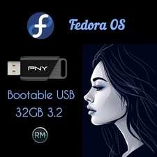 Fedora Linux Bootable USB Drive  Live  Full Installer  32GB 3.2