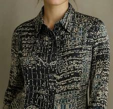 Vtg New Carlisle Silky Button Blouse W Matching Scarf For Neck Or Use As Belt.