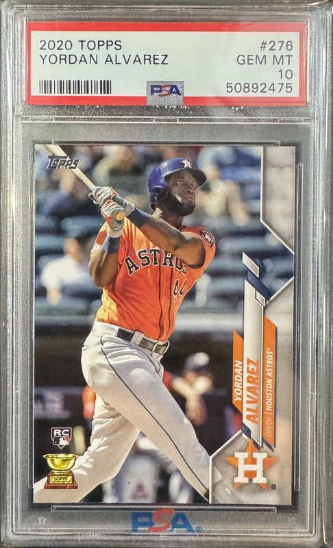 2020 Topps Yordan Alvarez Orange Jersey Rookie Card PSA 10