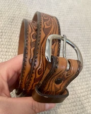 VINTAGE TEX TAN Cowhide Belt Size 36 Made In USA