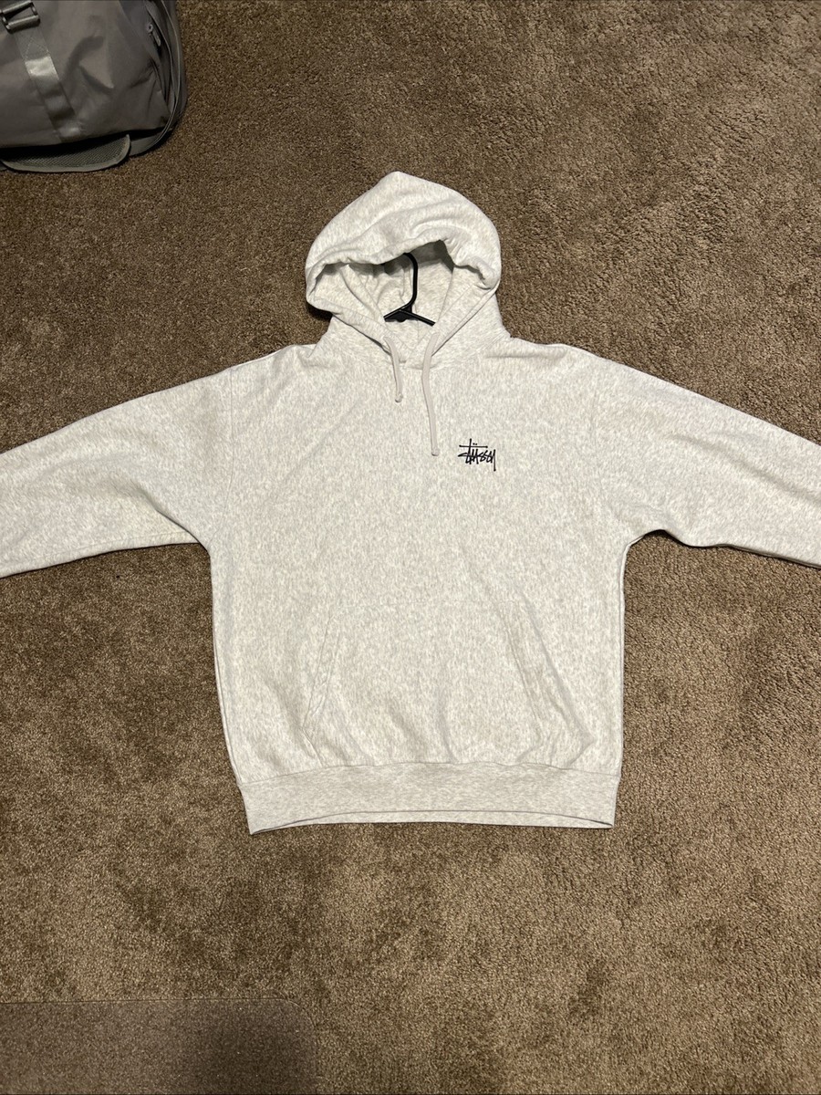 STUSSY Sided Logo Pullover Hoodie W/Pocket Grey Size Large