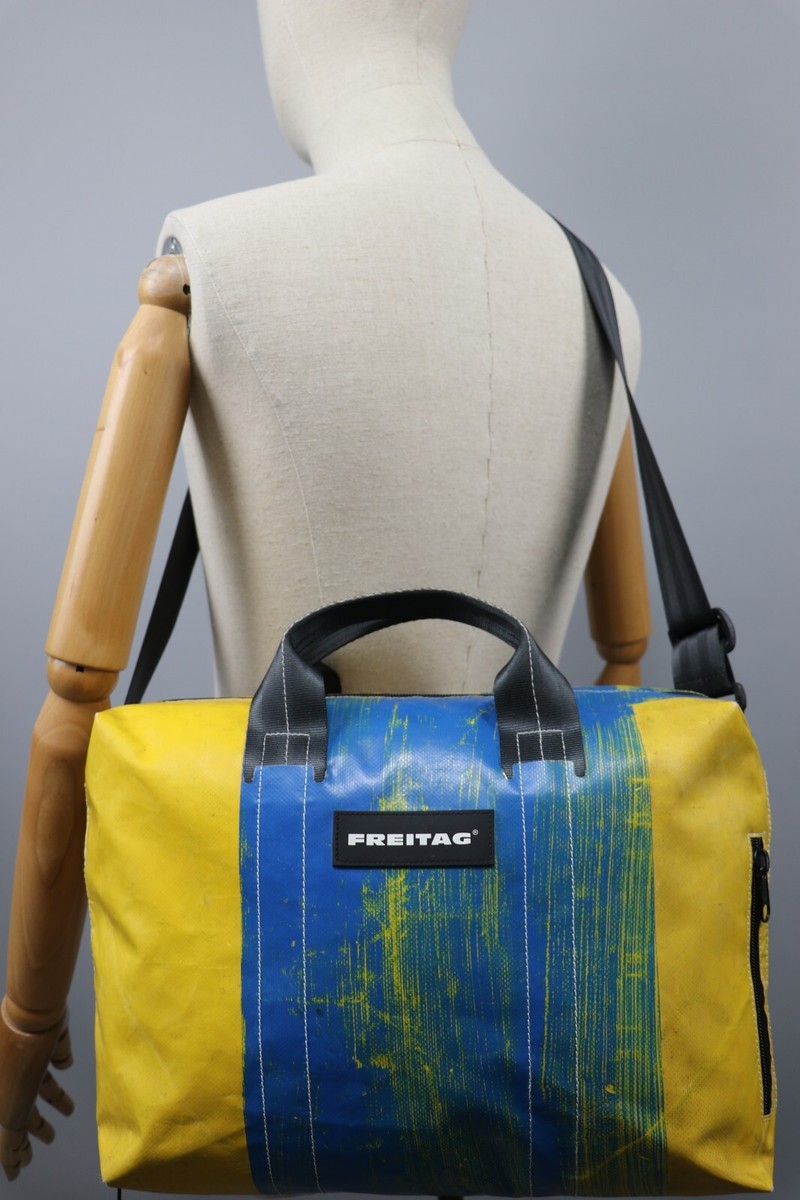 FREITAG F77 BEN Recycled Blue/Yellow PVC Crossbody Messenger