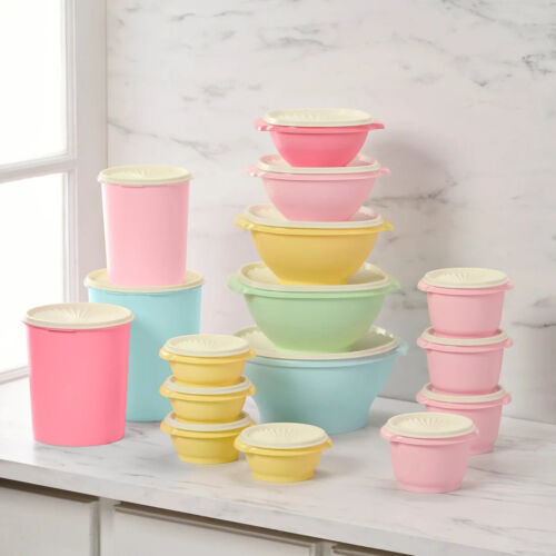 Tupperware Heritage 32 teiliges Set Frischhaltedose Vintage Pastellfarben - Bild 7 von 8