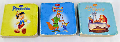 Lot (3) Disney Mini Story Board Books 2011 Robin Hood Pinocchio Lady Tramp