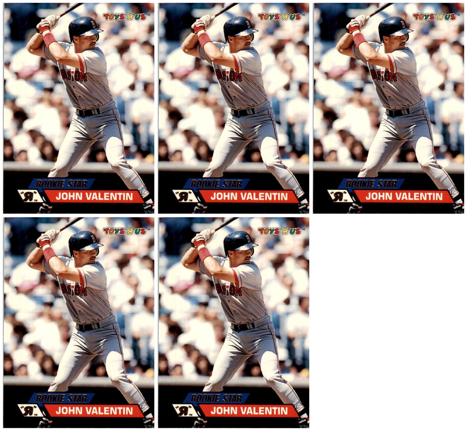 (5) 1993 Stadium Club Toys 'R' Us #10 John Valentin Boston Red Sox Card Lot