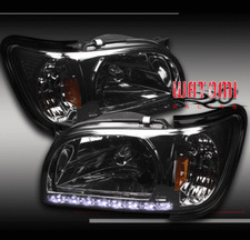 01-04 Toyota Tacoma Drl Led Crystal Head Lights Lamp Wcorner Signal Smoke 02 03