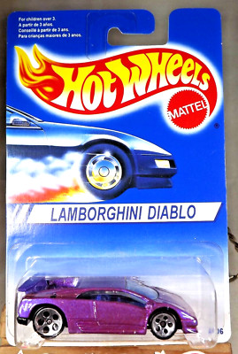1994 Hot Wheels International Card LAMBORGHINI DIABLO Purple w/Chrome 5Dot Spoke
