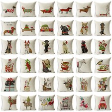Christmas Animal Throw Pillow case with dog winter scarf Cat Horse Cushion Cover