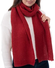 Style & Co Solid Waffle-Knit Womens Scarf Red