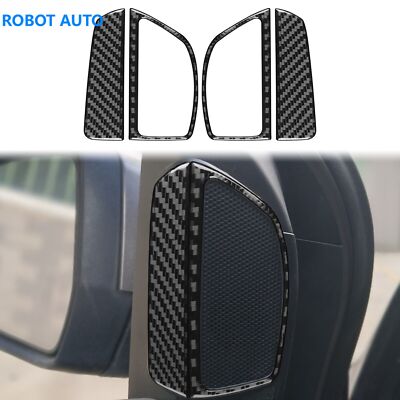 4Pcs For Ford Focus 12-18 Real Carbon Fiber Door Speaker Audio Ring Cover Trim