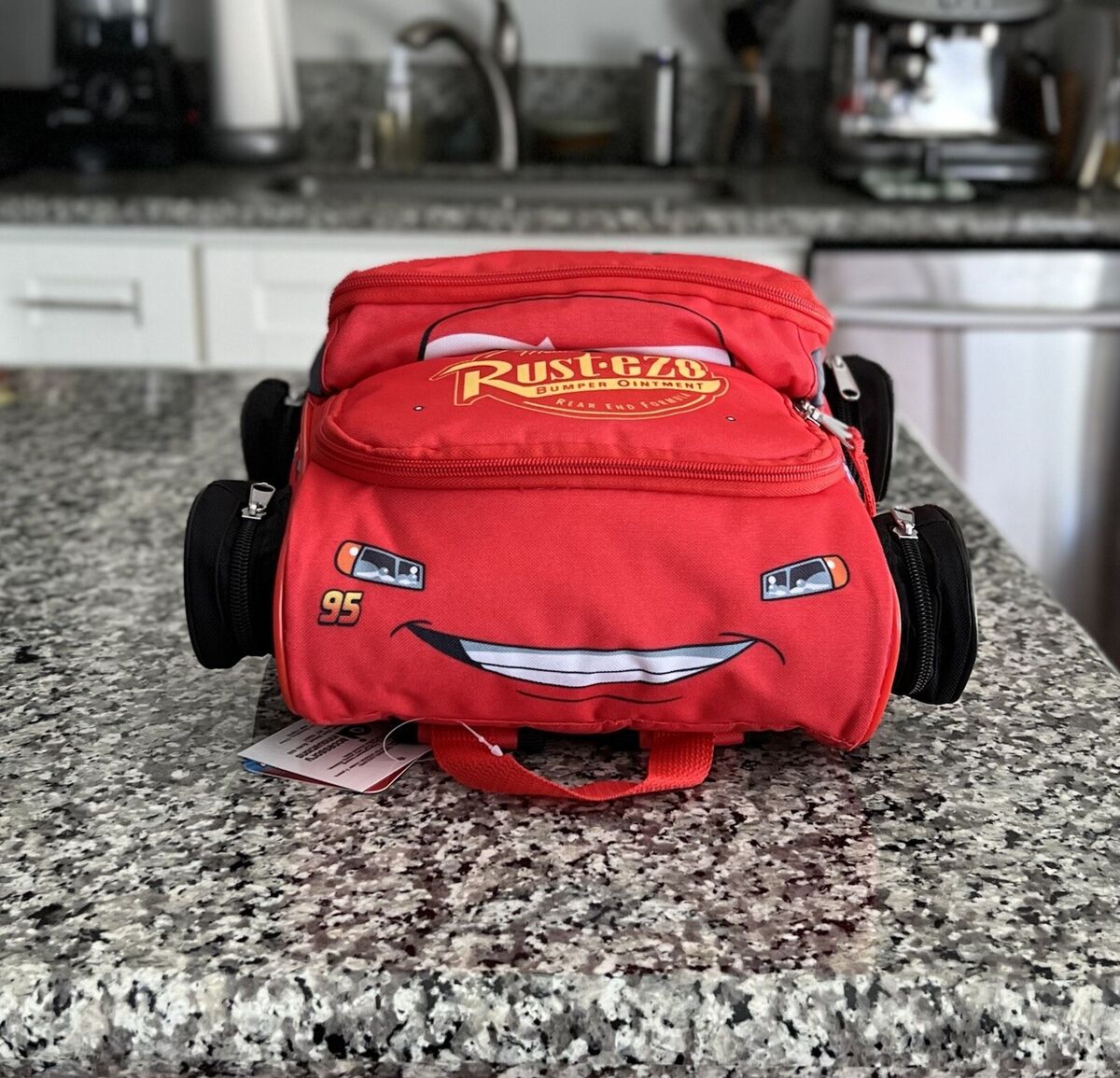 Disney Pixar Lightning McQueen Rust-eze Backpack Red Kids Race Car