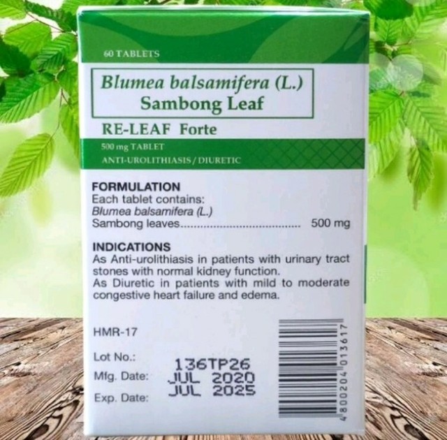 Sambong Releaf Forte Tea 500gm 120 Capsules Blumea Balsamifera Herbal