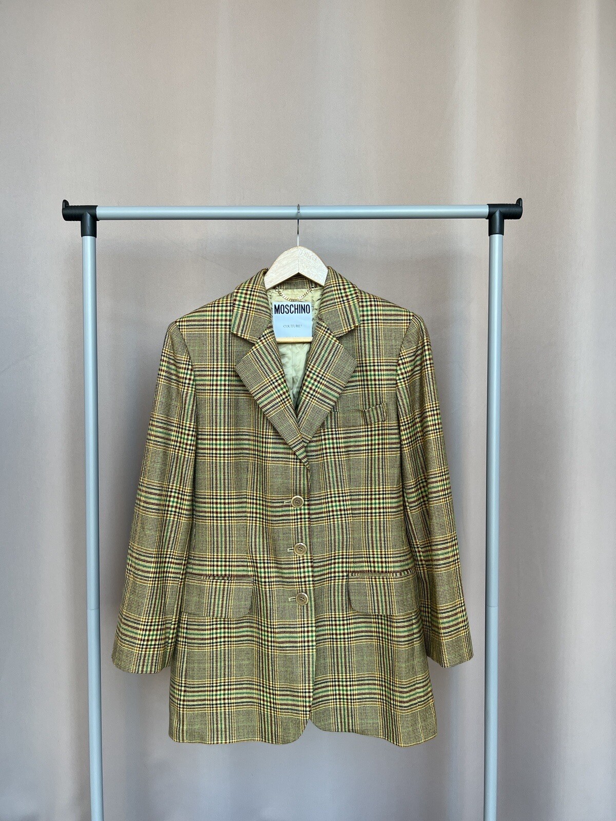 Moschino Couture Checked Wool Blazer Womens Size 8 or M Made in Italy Jacket