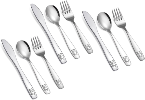 9Pcs Stainless Steel Kids Silverware Set Toddler Utensils Child Toddler Flatware