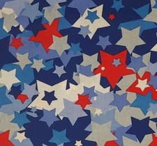 Stars PATRIOTIC Cotton Fabric USA Red White Blue LAST FULL YARD