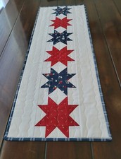 Handmade quilted table runner/red And Blue/stars