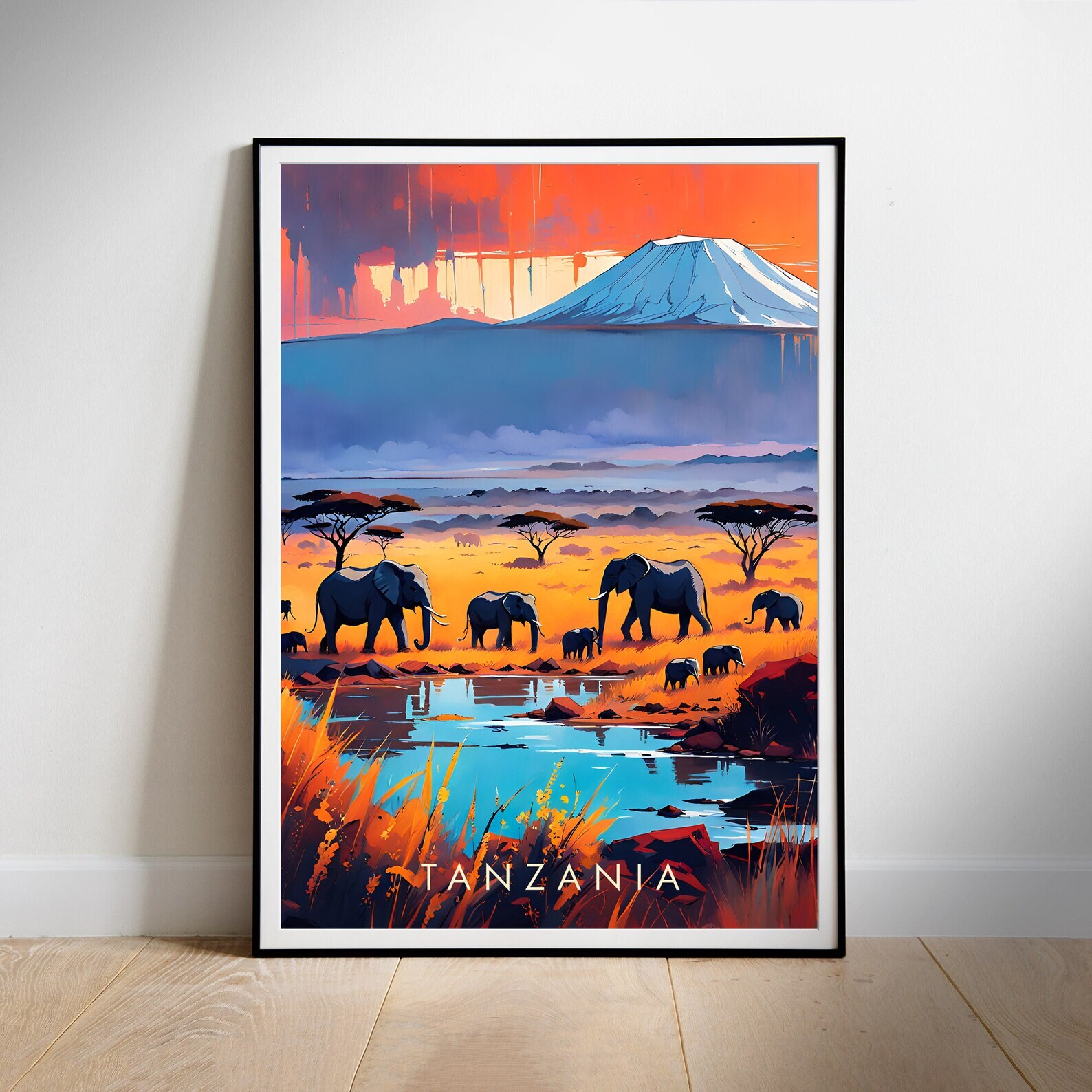 Tanzania Travel Poster Wall Art National Park Print Instant Hanging Decor New