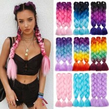 24" Ombre Colours Jumbo Braids Rainbow Braiding Hair Extensions Natural as Human