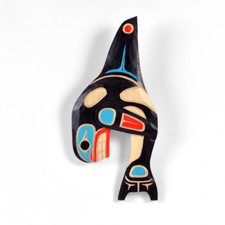 Cedar West Coast Native Orca Whale Wall Carving