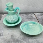 Vintage Avon Jade Marble Milk Glass Pitcher and Soap Dish