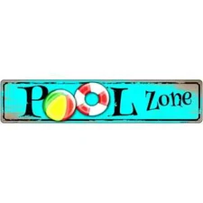 Pool Zone Novelty 3"x12" metal street sign plaque Home Door Garage Wall Decor