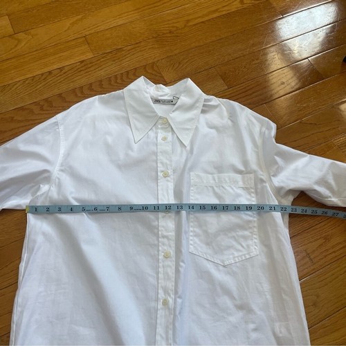 ZARA Women's Oversized Long Sleeve Button down Classic White Collared Shirt Sz L - Picture 7 of 9