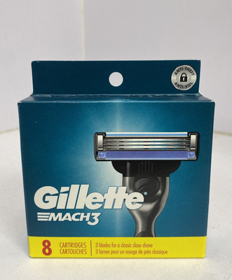 Gillette Mach 3 Razor Blades Refills 8 Replacement Cartridges