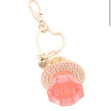 Betsey Johnson Pacifier Charm Keychain Keyfob Pink NWT