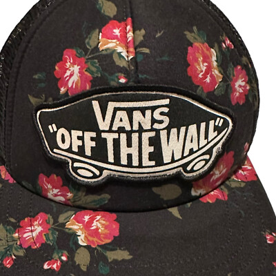 VANS Off the Wall Baseball Cap Trucker Hat Black Floral